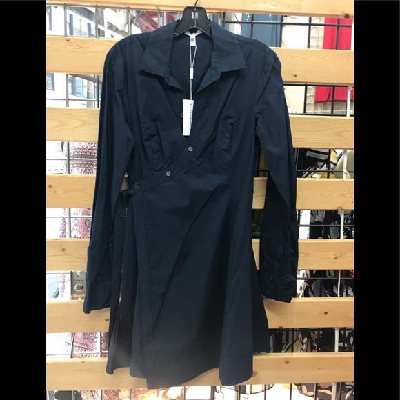 NWT,Derek Lam 10 Crosby
Petra Wrap Shirtdress,navy - Picture 2 of 16